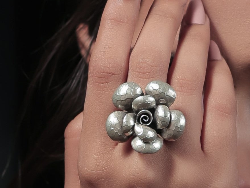 Hammered Rose Ring